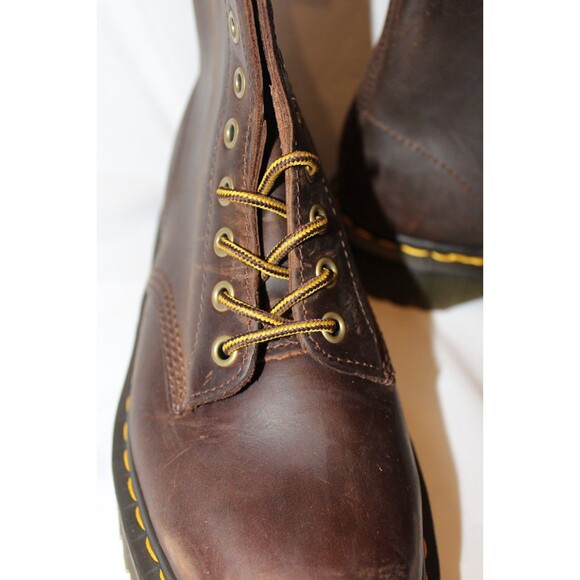 DR. MARTENS MEN\'S CRAZY HORSE LEATHER 1460 COMBAT BOOTS‎ BROWN NEW